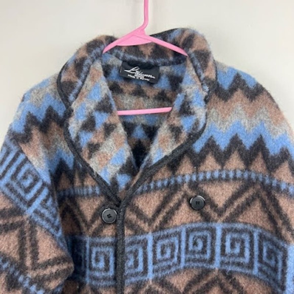 Lillunn aztec print 100% wool button up Jacket size Large Made in Norway - Picture 2 of 8